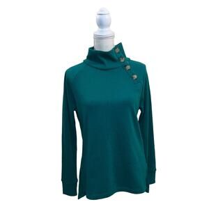 NWT New J. Crew XS Green Sweatshirt Button Neckline Soft $69.50